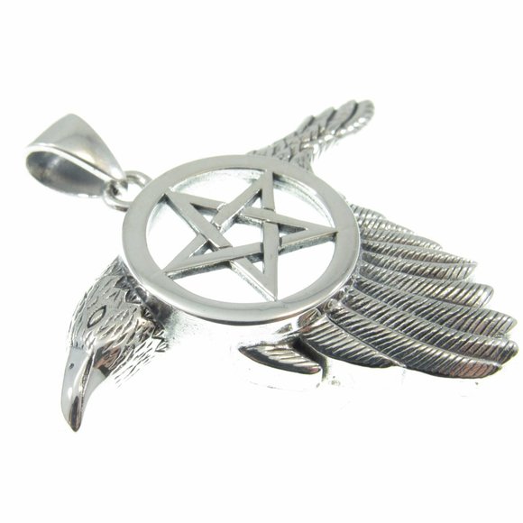 Solid 925 Sterling Silver Raven the Star Pentacle Pendant by Peter Stone - Picture 3 of 5